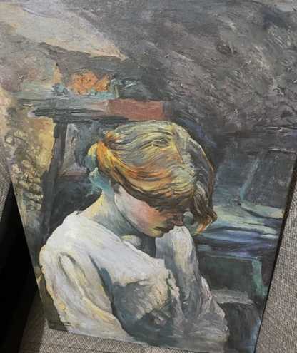 portrait femme blonde d'après Lautrec tableau peinture huile sur toile signée -kikooyou art gallery
