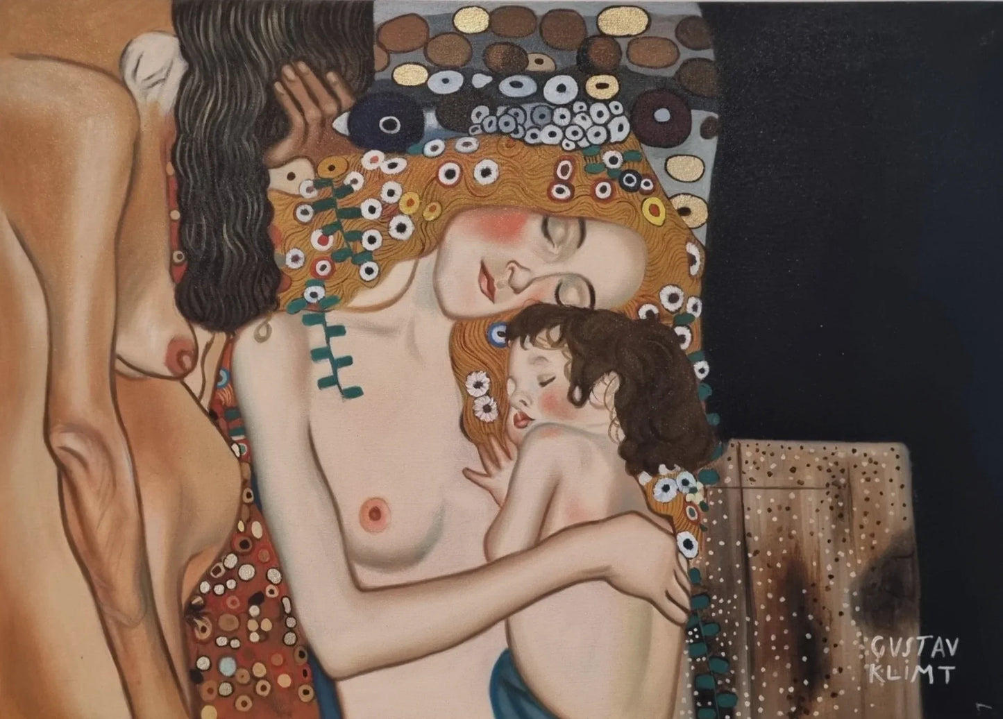 d'après Gustav Klimt - maternité - peinture à l'huile peinte à la main peinture murale art- kikooyou art gallery - Kikooyou Art Gallery