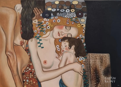 d'après Gustav Klimt - maternité - peinture à l'huile peinte à la main peinture murale art- kikooyou art gallery - Kikooyou Art Gallery