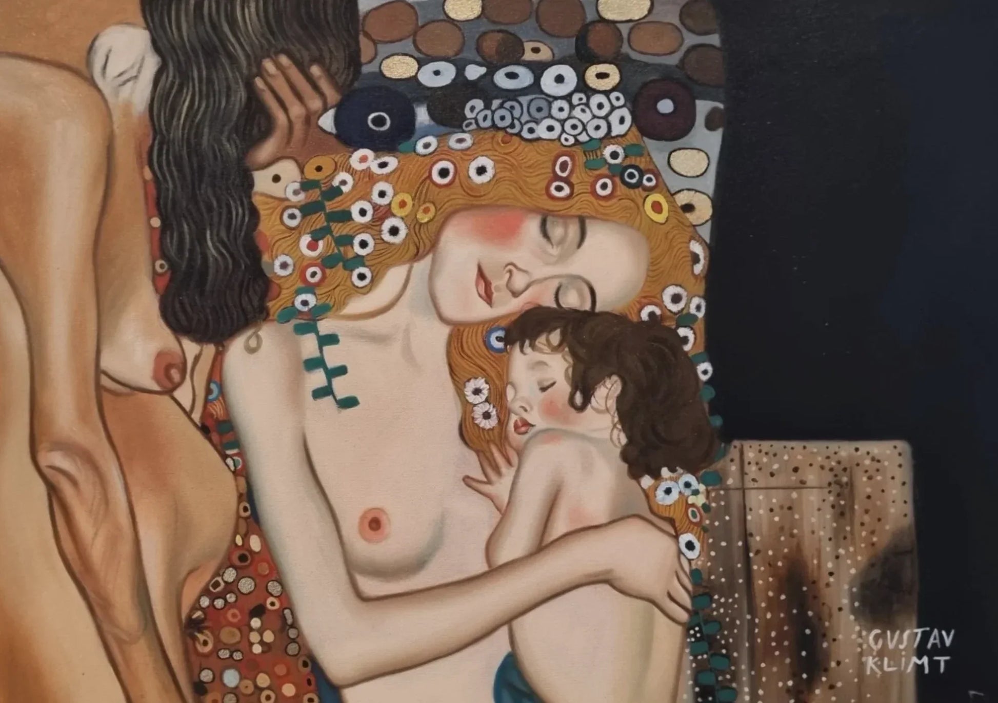 d'après Gustav Klimt - maternité - peinture à l'huile peinte à la main peinture murale art- kikooyou art gallery - Kikooyou Art Gallery