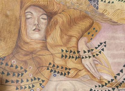 portrait femme blonde à la façon de Klimt tableau peinture huile sur toile signée- kikooyou art gallery - Kikooyou Art Gallery