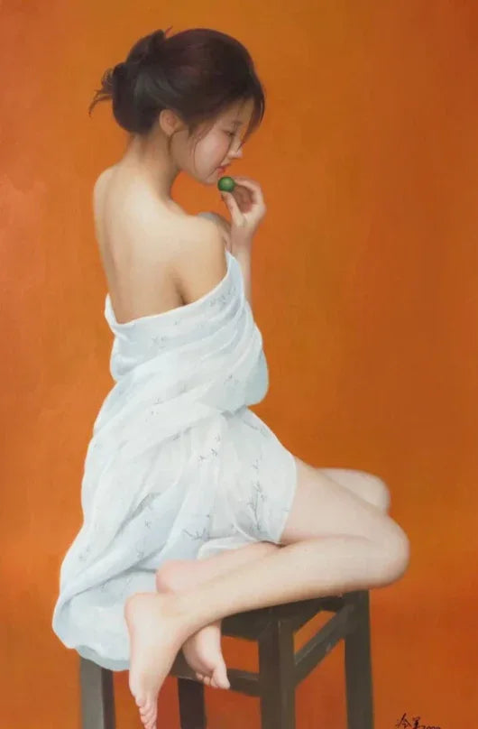 Femme asiatique semie nue peinture huile sur toile- kikooyou art gallery - Kikooyou Art Gallery