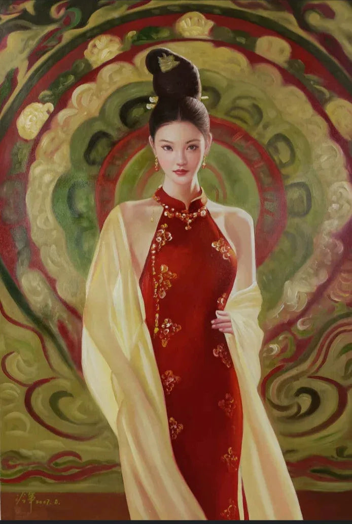 Peinture à l'huile chinoise sur toile peinte à la main belle femme sexy par Leng Jun - Kikooyou Art Gallery - Kikooyou Art Gallery