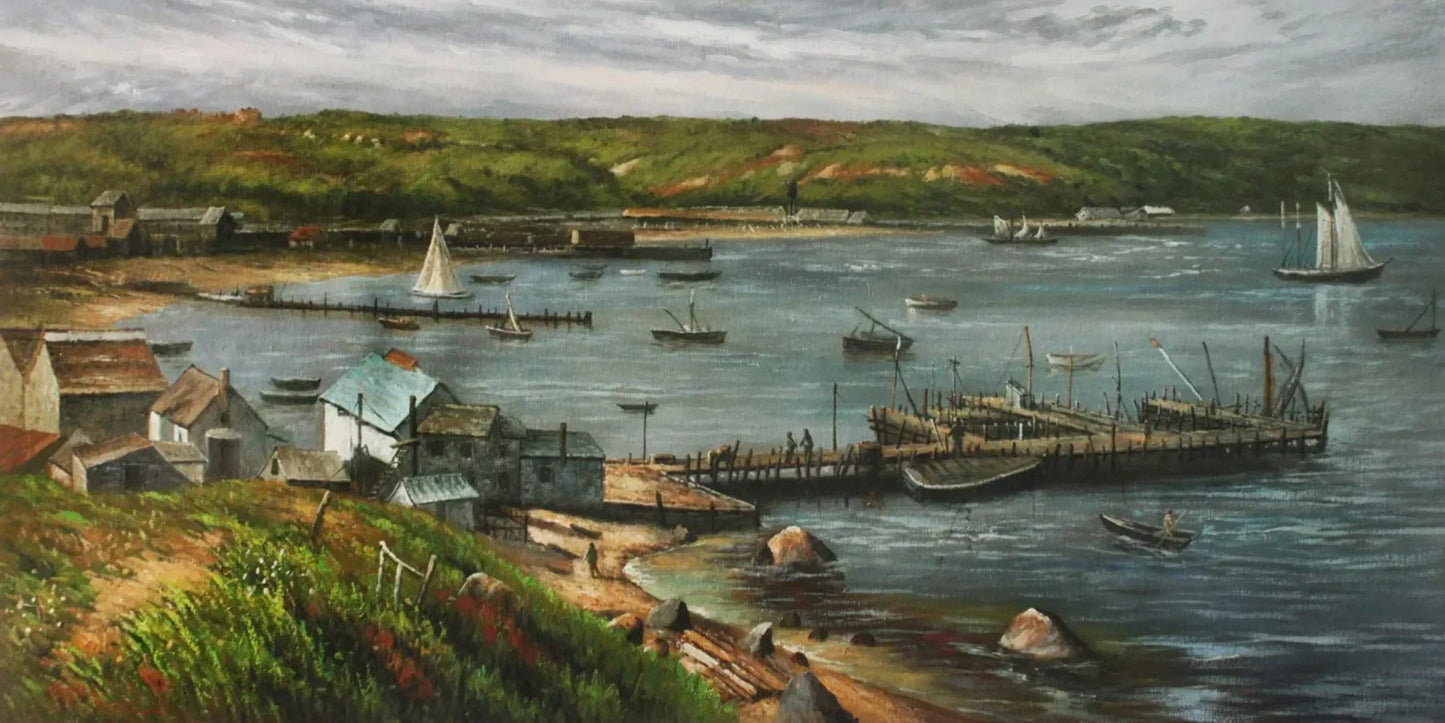 paysage village de pêcheurs d'après Harry Shokler peinture huile sur toile - Kikooyou Art Gallery - Kikooyou Art Gallery