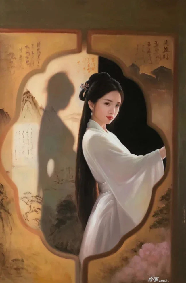 Peinture à l'huile chinoise classique sur toile peinte à la main belle femme par Leng Jun - Kikooyou Art Gallery - Kikooyou Art Gallery