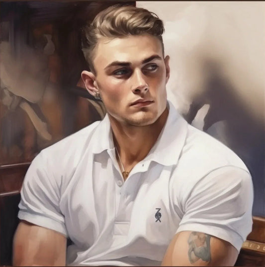 homme sexy en polo blanc peinture originale acrylique sur toile - Kikooyou Art Gallery - Kikooyou Art Gallery
