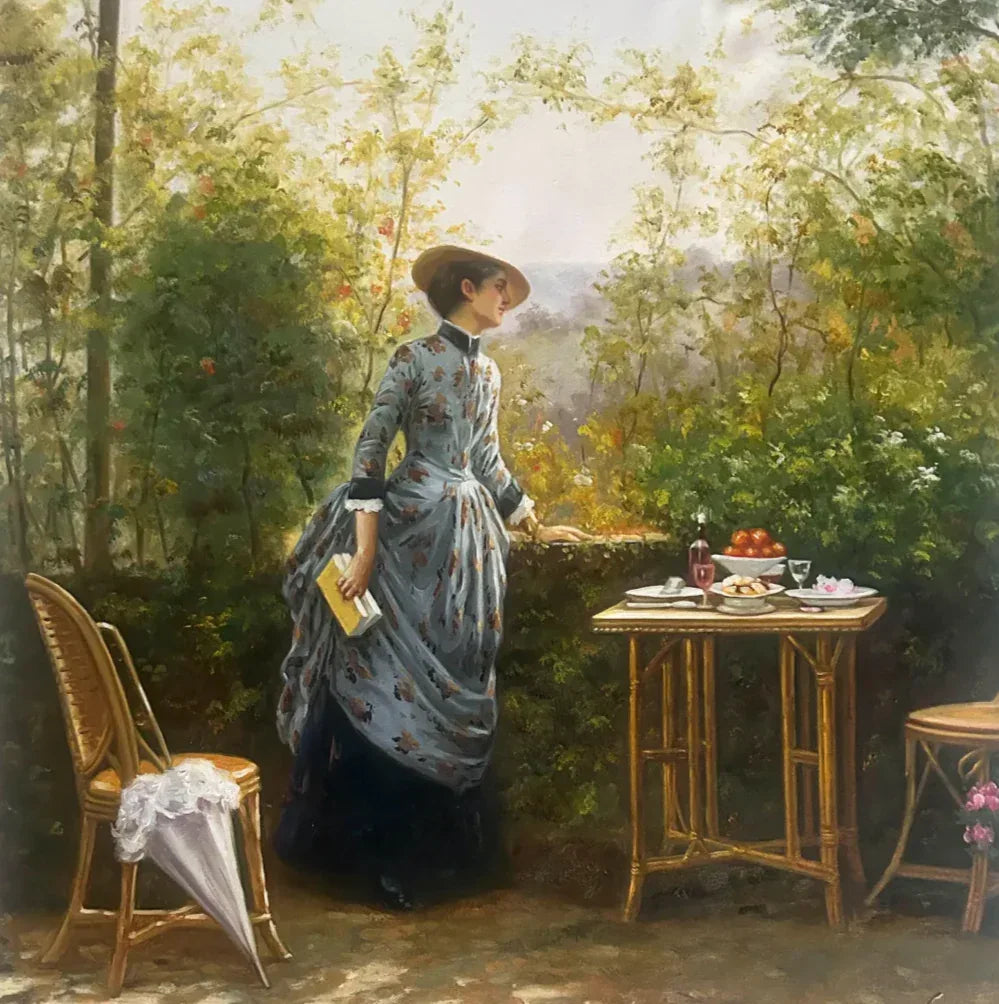 inspirée de l'oeuvre de Marie Firmin-Girard, Madame Firmin-Girard dans son jardin - copie Huile sur toile FAITE MAIN Peinture à l'huile peinte à la main - Kikooyou Art Gallery - Kikooyou Art Gallery