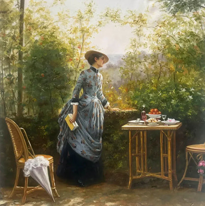 inspirée de l'oeuvre de Marie Firmin-Girard, Madame Firmin-Girard dans son jardin - copie Huile sur toile FAITE MAIN Peinture à l'huile peinte à la main - Kikooyou Art Gallery - Kikooyou Art Gallery