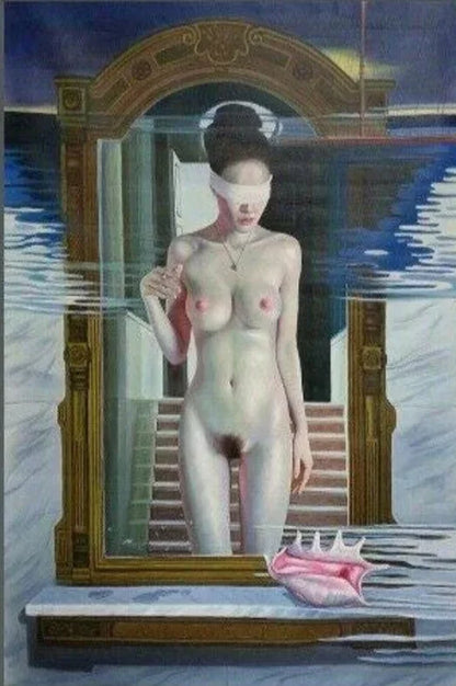 femme asiatique nue 60 x 90 cm art nu féminin huile sur toile faite à la main peinture à l'huile peinte à la main nue - Kikooyou Art Gallery - Kikooyou Art Gallery