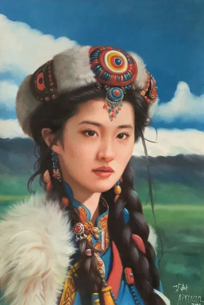 Peinture à l'huile chinoise sur toile peinte à la main belle femme par Ai Xuan - Kikooyou Art Gallery - Kikooyou Art Gallery