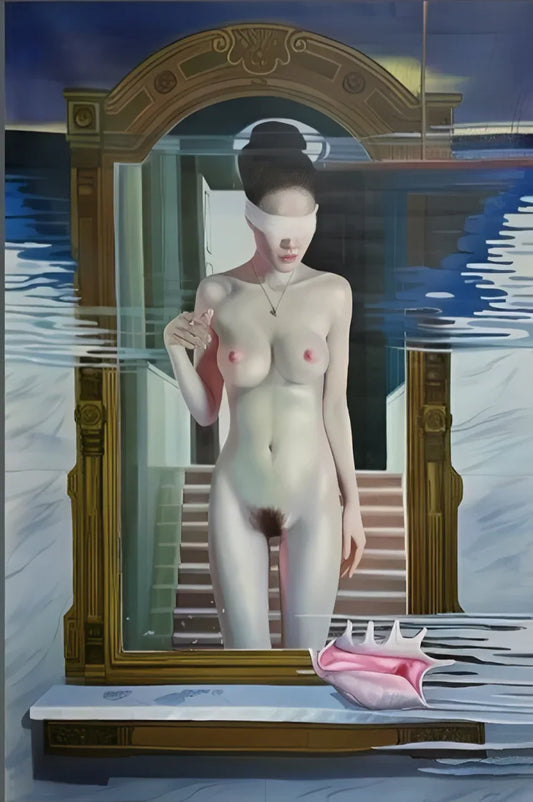 femme asiatique nue 60 x 90 cm art nu féminin huile sur toile faite à la main peinture à l'huile peinte à la main nue - Kikooyou Art Gallery - Kikooyou Art Gallery