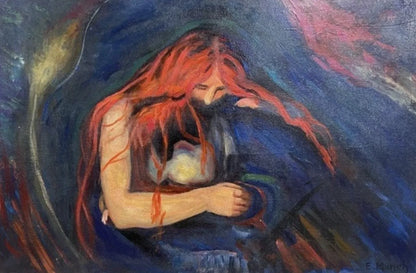 vampire d'après Munch tableau peinture huile sur toile signée - Kikooyou Art Gallery - Kikooyou Art Gallery