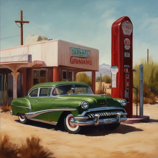 Tableau Original Tullasky – Série année 1950 voiture Vintage Amérique Rétro - Kikooyou Art Gallery - Kikooyou Art Gallery