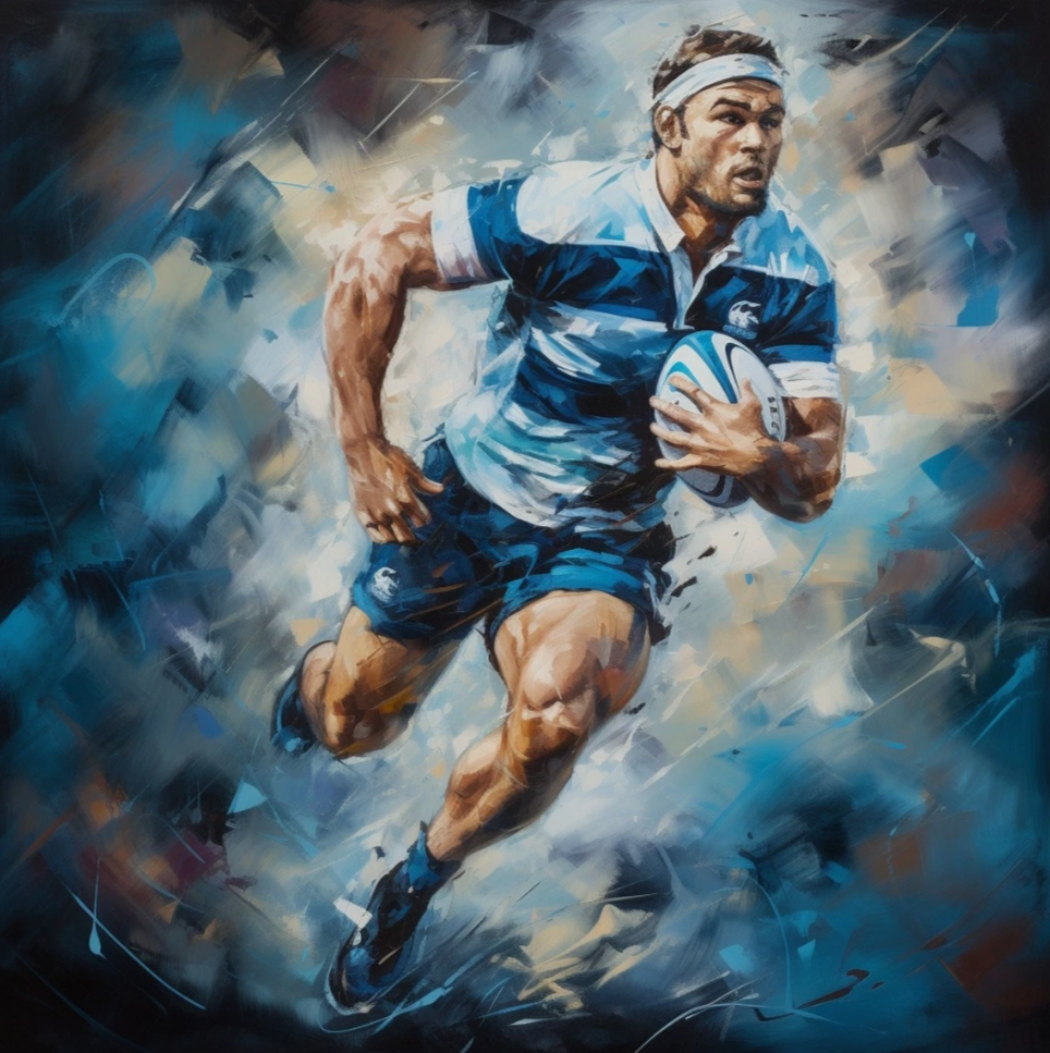 Tableau joueur Rugby 40x40 cm – Peinture Acrylique sur Toile – Sport, Énergie - Kikooyou Art Gallery