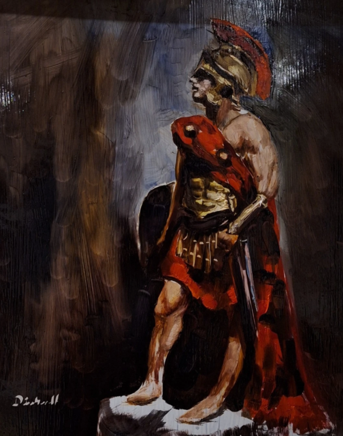 Peinture à l'huile originale oil roman légionnaire portrait romain impressionnisme cadre - Kikooyou Art Gallery