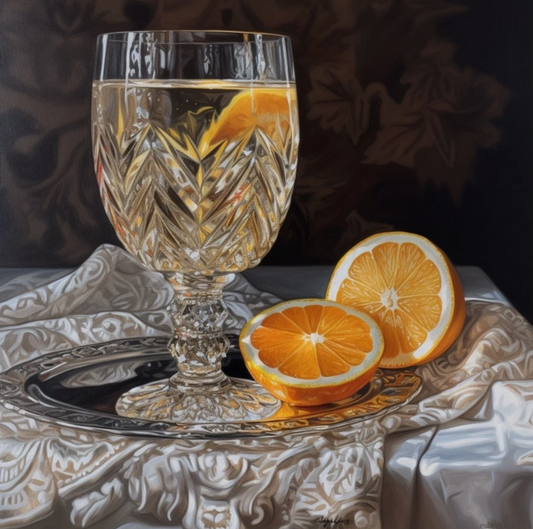 Tableau Nature Morte 30x30 cm – Verres & Citrons – Peinture Contemporaine - Kikooyou Art Gallery