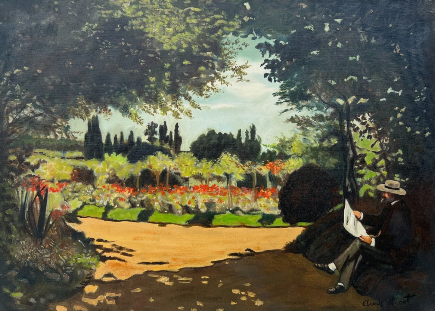 scène de campagne d'après Monet huile sur toile - Kikooyou Art Gallery