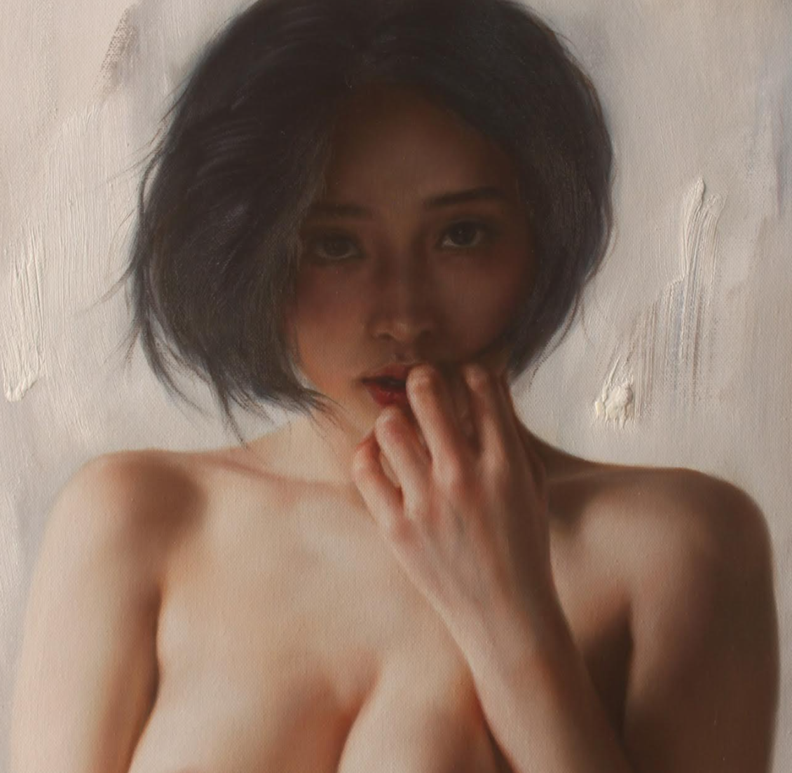art érotique femme asiatique dénudée belle poitrine, peinture huile sur toile 6 Kikooyou Art Gallery