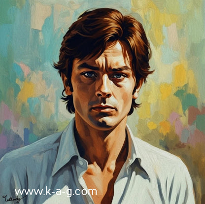 Superbe Tableau portrait Alain Delon par Olivier de Tullasky peinture originale acrylique sur toile - Kikooyou Art Gallery