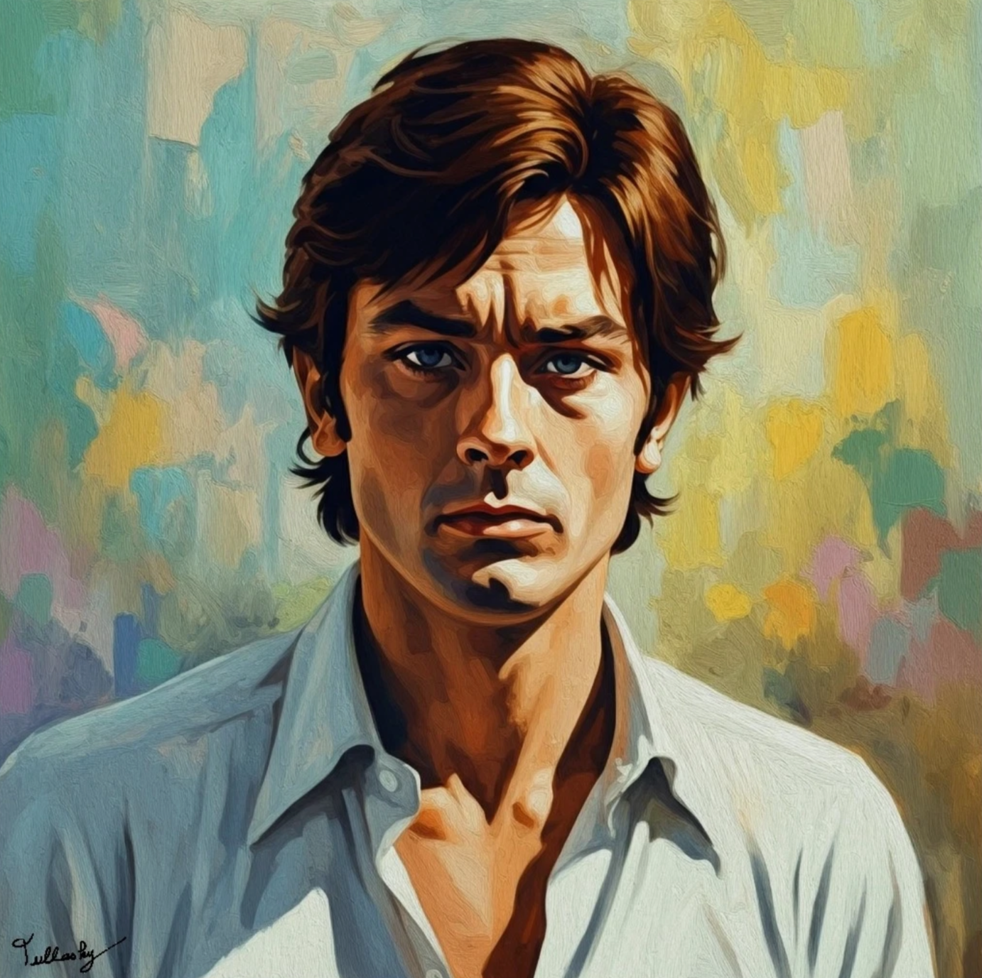 Superbe Tableau portrait Alain Delon par Olivier de Tullasky peinture originale acrylique sur toile - Kikooyou Art Gallery
