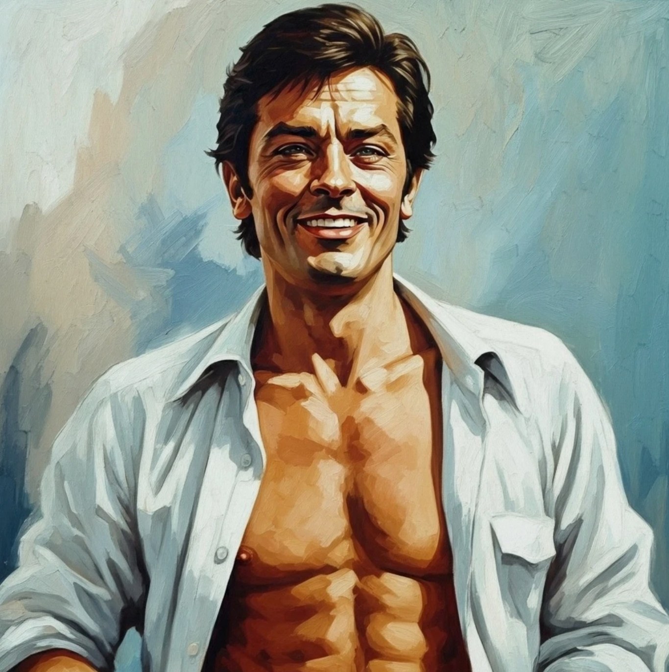 Superbe Tableau portrait Alain Delon par Olivier de Tullasky peinture originale acrylique sur toile - Kikooyou Art Gallery