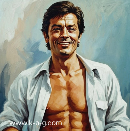 Superbe Tableau portrait Alain Delon par Olivier de Tullasky peinture originale acrylique sur toile - Kikooyou Art Gallery