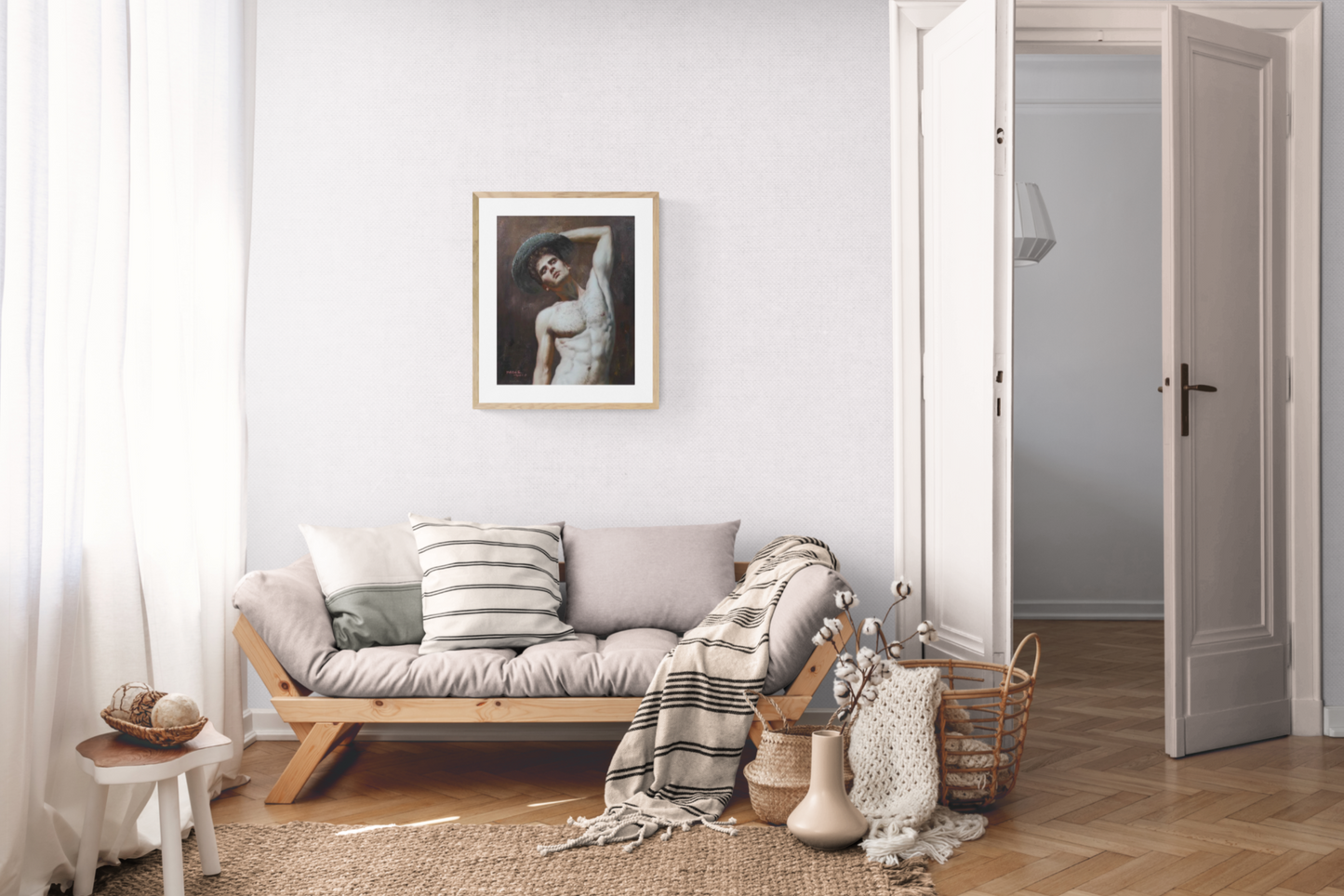 Art érotique peinture homme torse nu originale huile sur toile signée