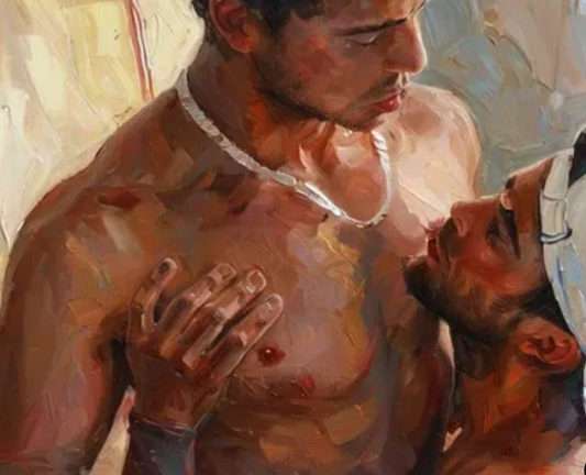 peinture huile sur toile faite sur commande - PORTRAIT BOGOSSE GAY LOVERS