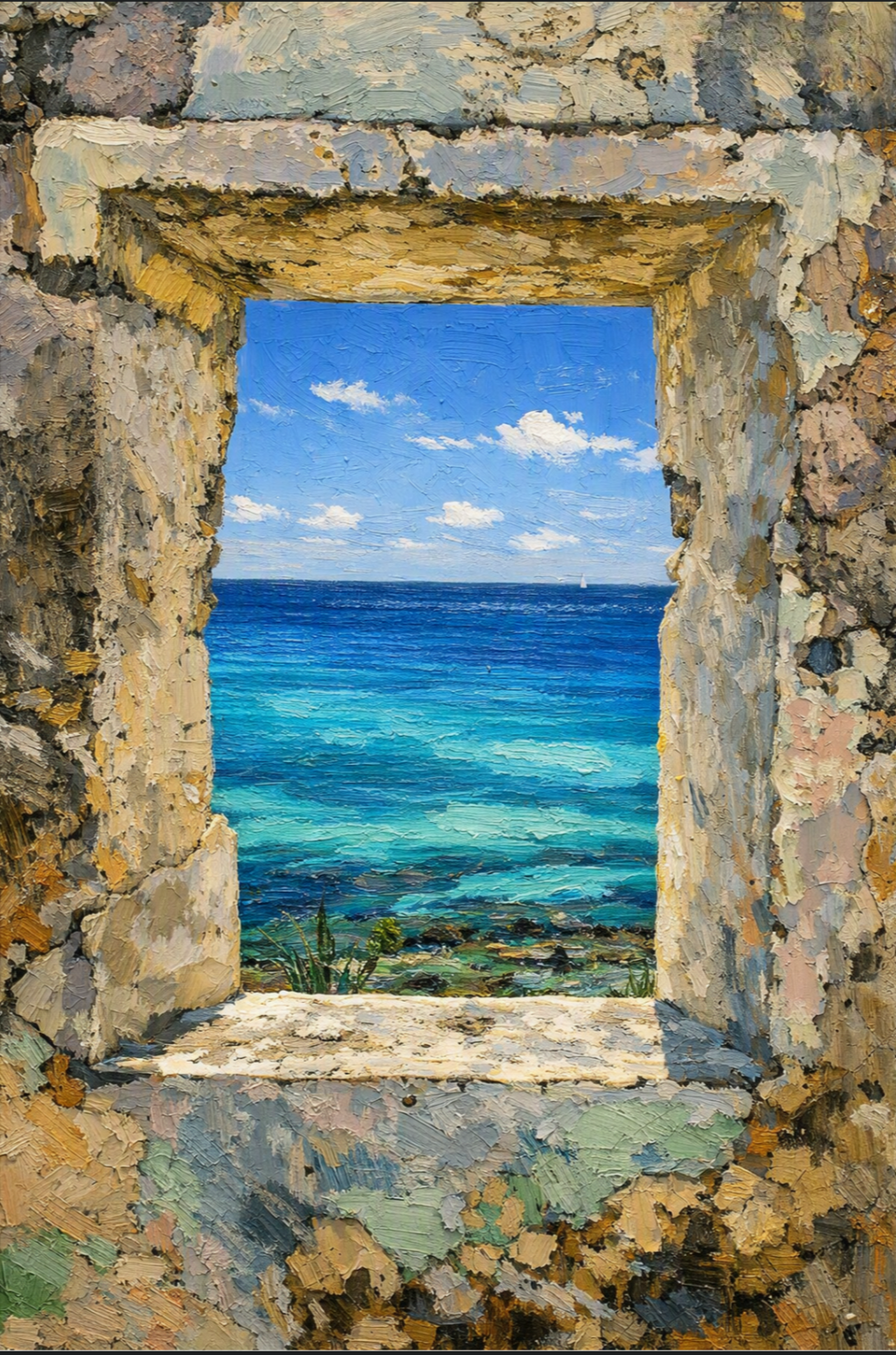 peinture huile sur toile faite sur commande - PAYSAGE VUE MER