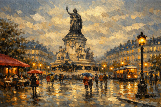 peinture huile sur toile faite sur commande - scène rue de Paris