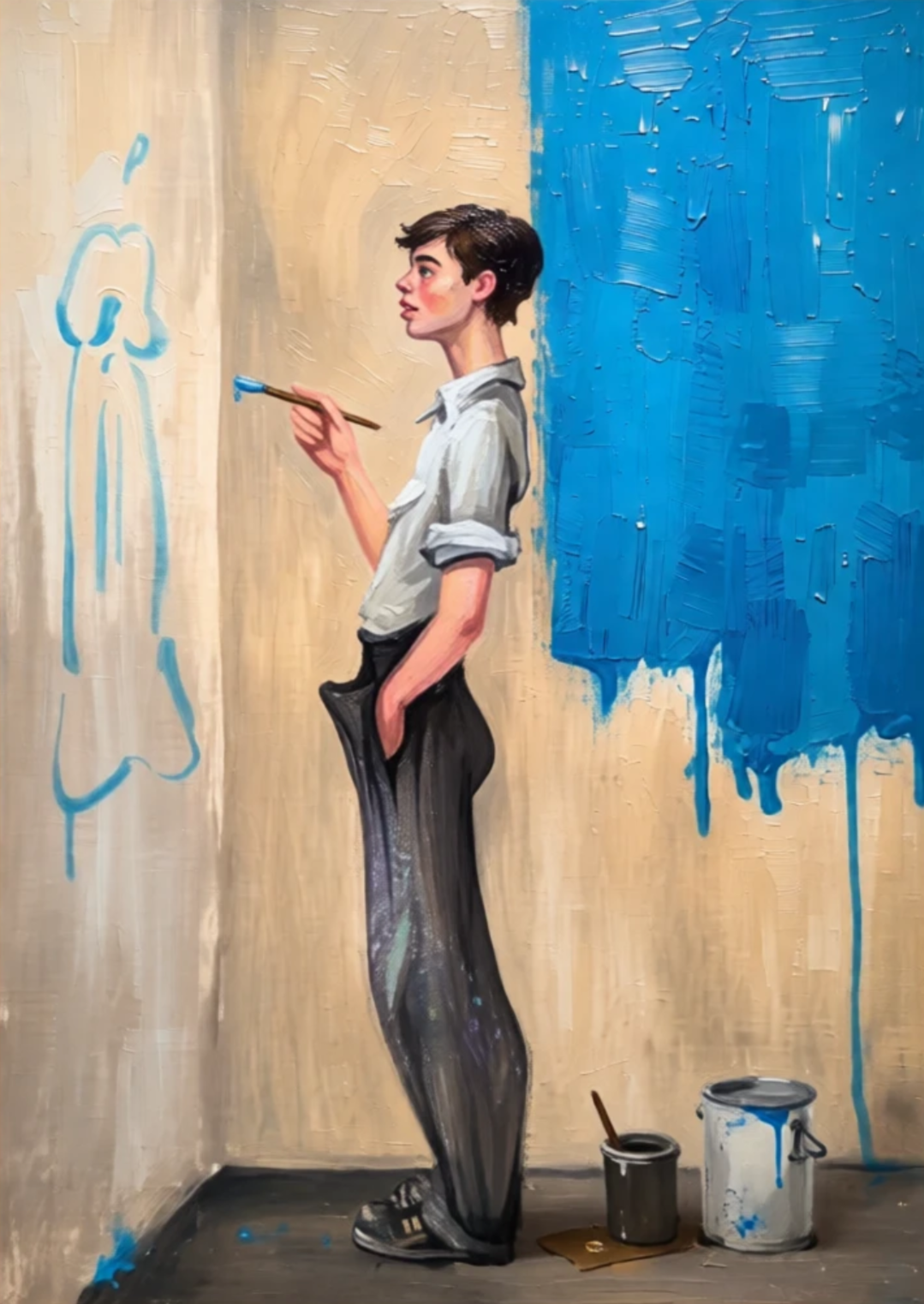 peinture huile sur toile faite SUR COMMANDE - PORTRAIT EROTIC GAY
