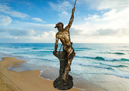 Ernest Justin Ferrand : Pêcheur au harpon - Bronze - Kikooyou Art Gallery