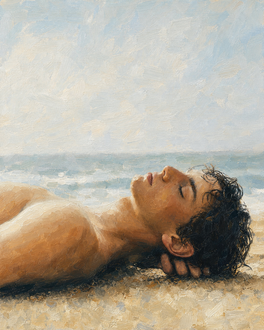peinture huile sur toile faite sur commande - PORTRAIT SUR LE SABLE