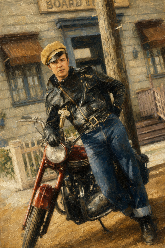 peinture huile sur toile faite sur commande - PORTRAIT CUIR SM JOHNNY BAD BOY