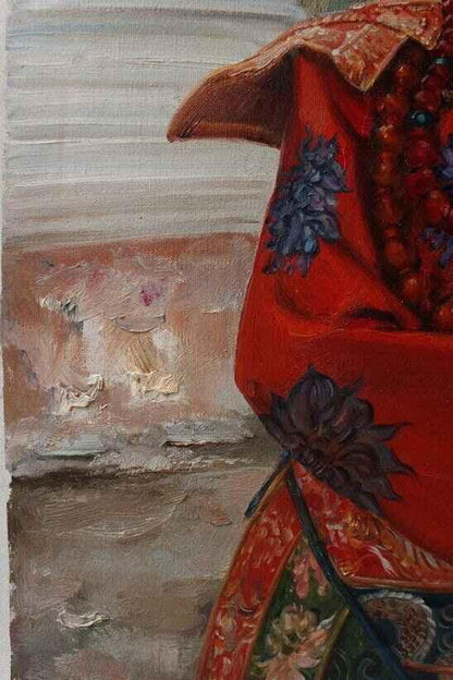 originale peinture à l'huile portrait fille tibétaine beauté femme 30"x40" - 75x100cm - Kikooyou Art Gallery - Kikooyou Art Gallery