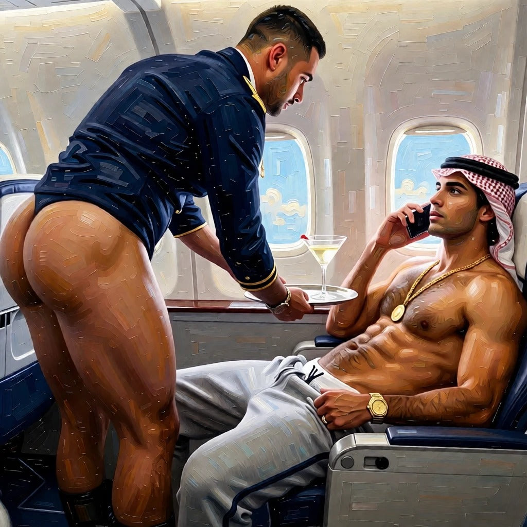 peinture huile sur toile faite sur commande - PORTRAIT BOGOSSE GAY LOVERS PLANE