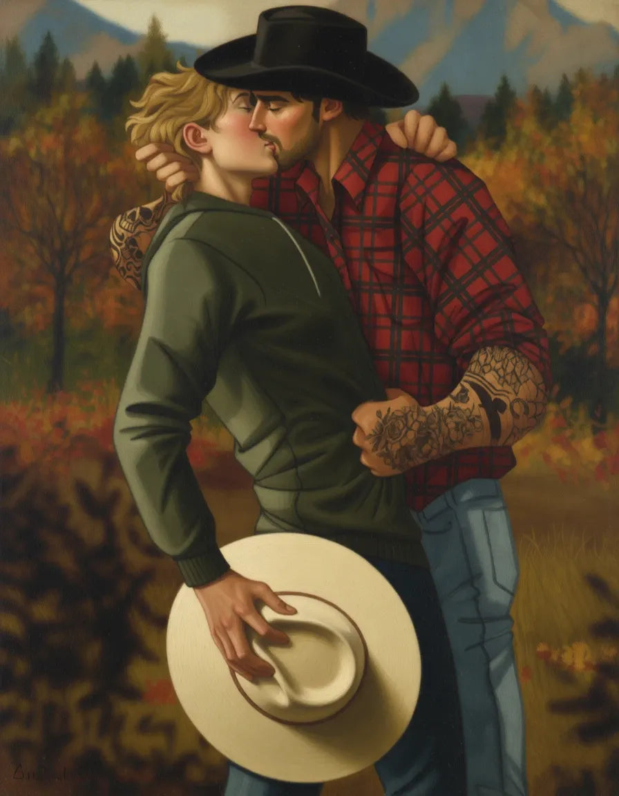 peinture huile sur toile faite sur commande - PORTRAIT BOGOSSES GAY LOVERS