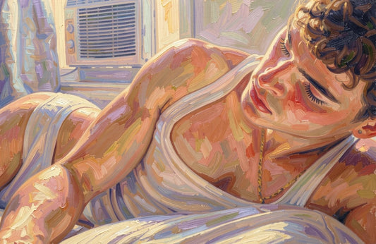 peinture huile sur toile faite sur commande - PORTRAIT BOGOSSE ON BED