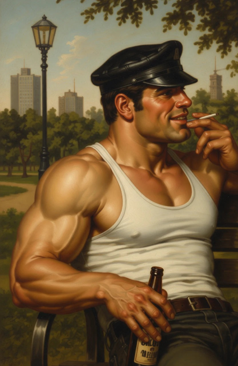 peinture huile sur toile faite sur commande - PORTRAIT BOGOSSE PECS CUIR