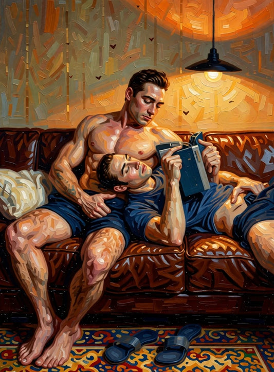 peinture huile sur toile faite sur commande - PORTRAIT BOGOSSE GAY LOVERS