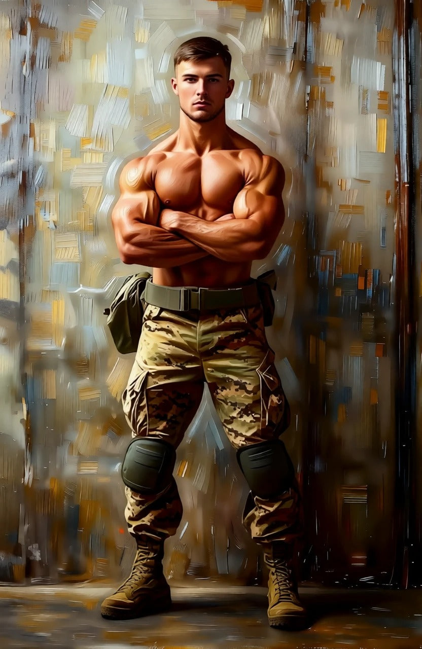 peinture huile sur toile faite sur commande - PORTRAIT BOGOSSE SOLDIER