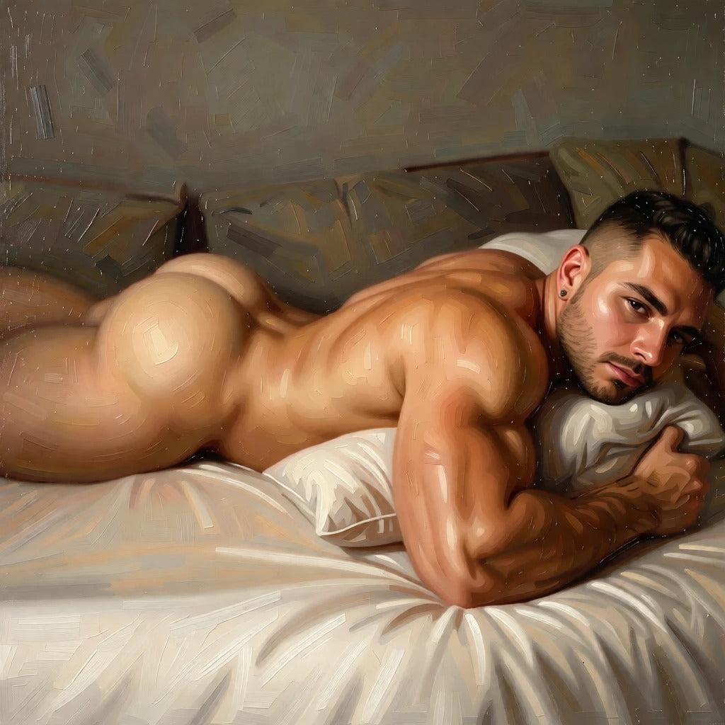 peinture huile sur toile faite sur commande - PORTRAIT BOGOSSE FESSES