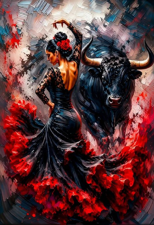 peinture huile sur toile faite sur commande - PORTRAIT FLAMENCO CORRIDA