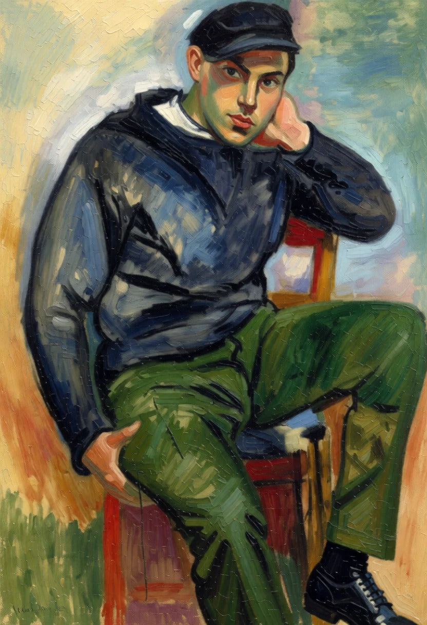 peinture huile sur toile faite SUR COMMANDE - PORTRAIT BOGOSSE MARIN
