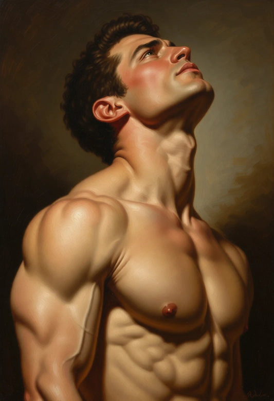 peinture huile sur toile faite SUR COMMANDE - PORTRAIT NU MALE