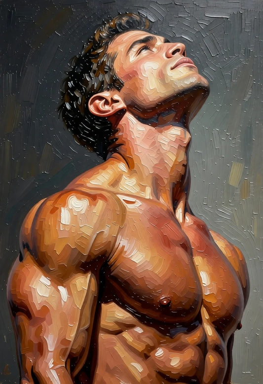 peinture huile sur toile faite SUR COMMANDE - PORTRAIT NU MALE