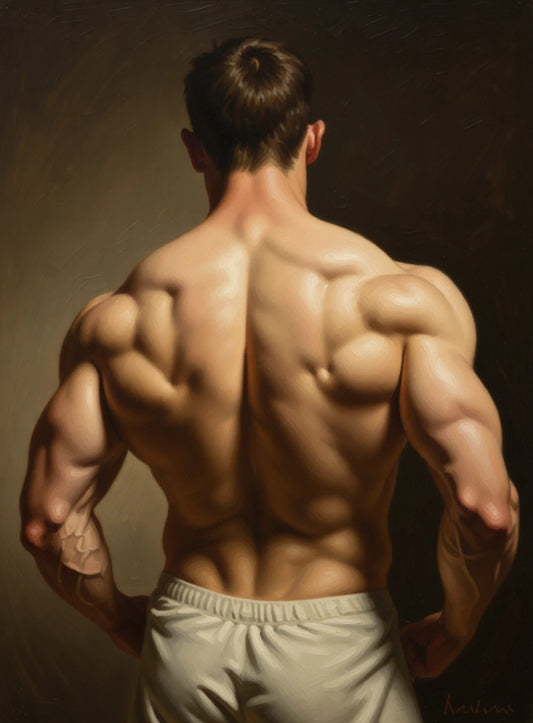 peinture huile sur toile faite SUR COMMANDE - PORTRAIT BOGOSSE DOS MUSCLE