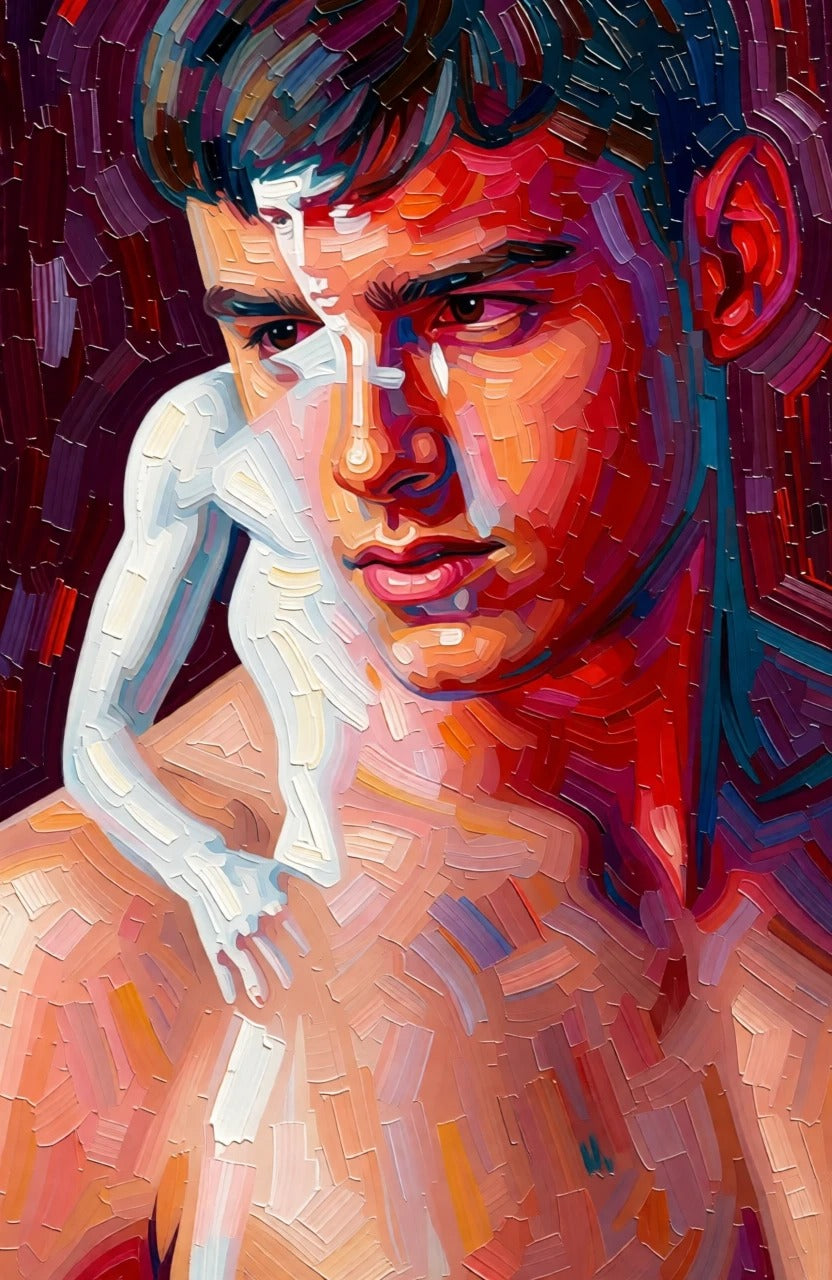 peinture huile sur toile faite SUR COMMANDE - PORTRAIT GAY BOGOSSE MODERN