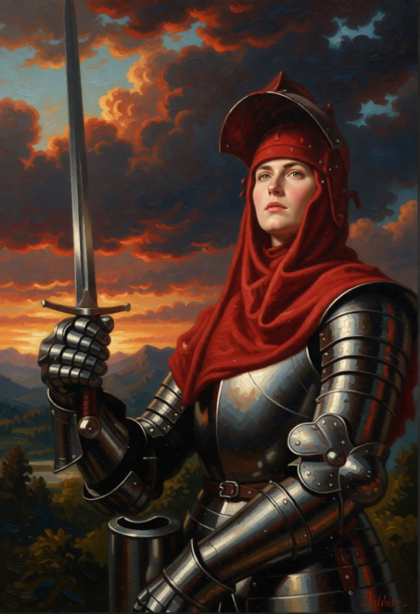 peinture huile sur toile faite SUR COMMANDE - PORTRAIT JEANNE D'ARC