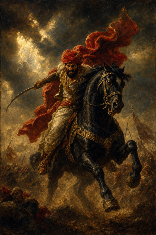 peinture huile sur toile faite sur commande - portrait CAVALIER ARABE